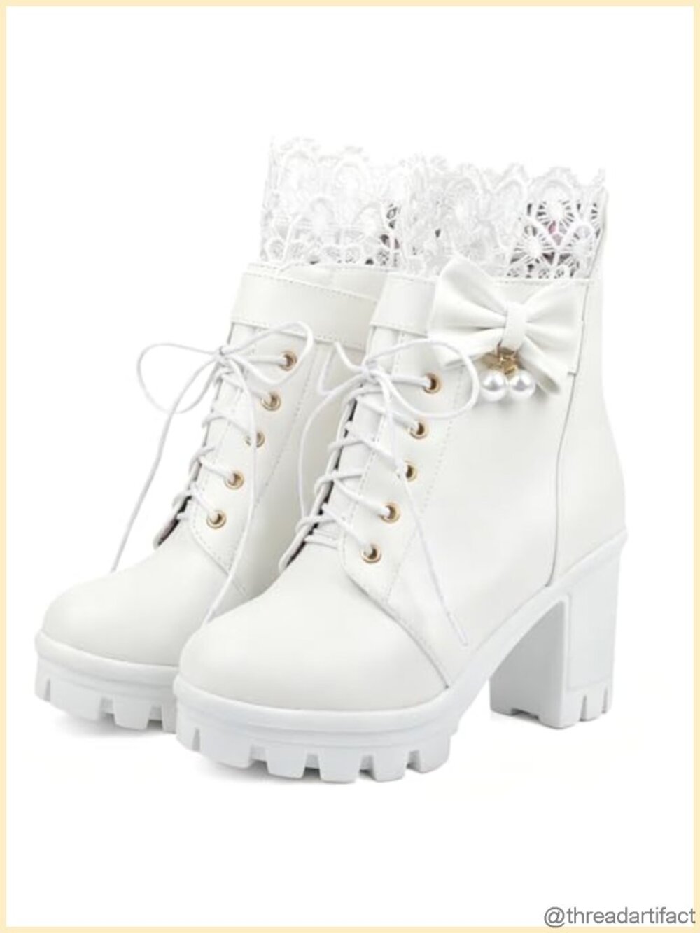 Goth Platform Ankle Boots Lace Up Combat Boot Faux Leather
